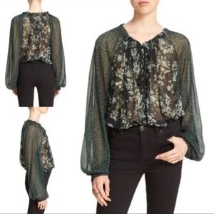 Free People "Hendrix" Chiffon Peasant Top, size M, NWOT